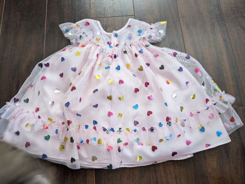 Pippa & julie pink and multicolored heart dress 12m, Kids 12 Month (9-12M)