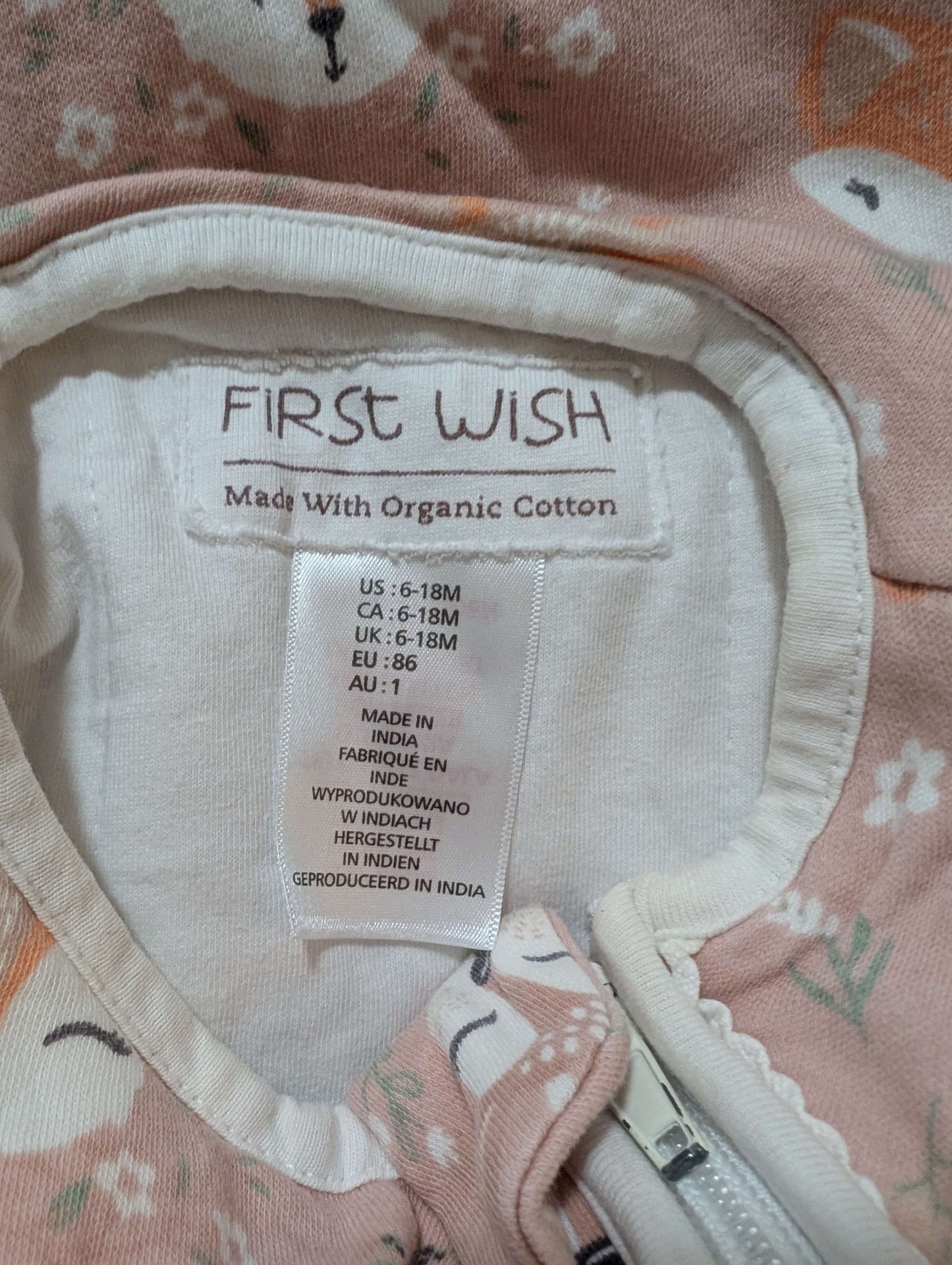 First Wish Sleep sack 6-18m, 6-12 Months (Medium)