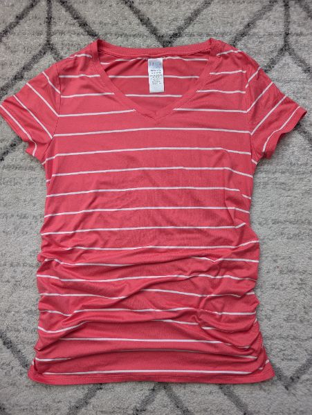 2 Striped Maternity Shirts, Grey & Pink, Small, Maternity S (4-6)
