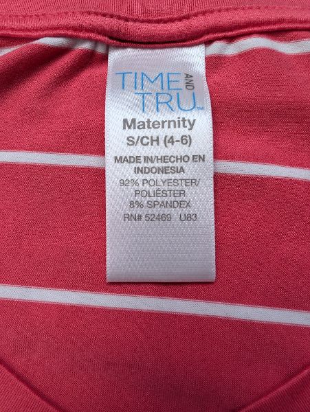 2 Striped Maternity Shirts, Grey & Pink, Small, Maternity S (4-6)