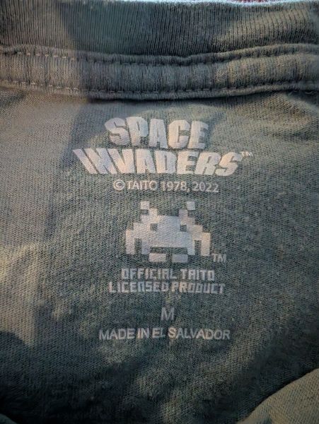2 Boys T-shirts, Space Invaders & Jurassic World, Size Medium , Kids 7 & 8 (small)