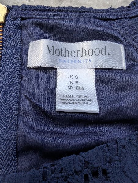 Motherhood, Navy Blue Lace Dress, Small, Maternity S (4-6)