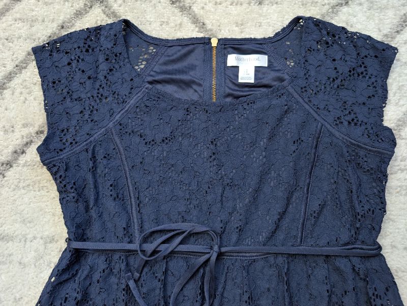Motherhood, Navy Blue Lace Dress, Small, Maternity S (4-6)