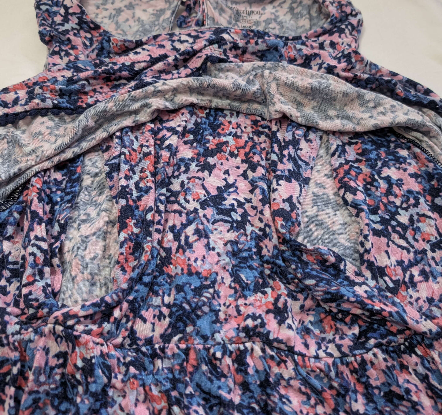 Motherhood Maternity, Nursing Dress, Blue & Pink, Maternity M (8-10)