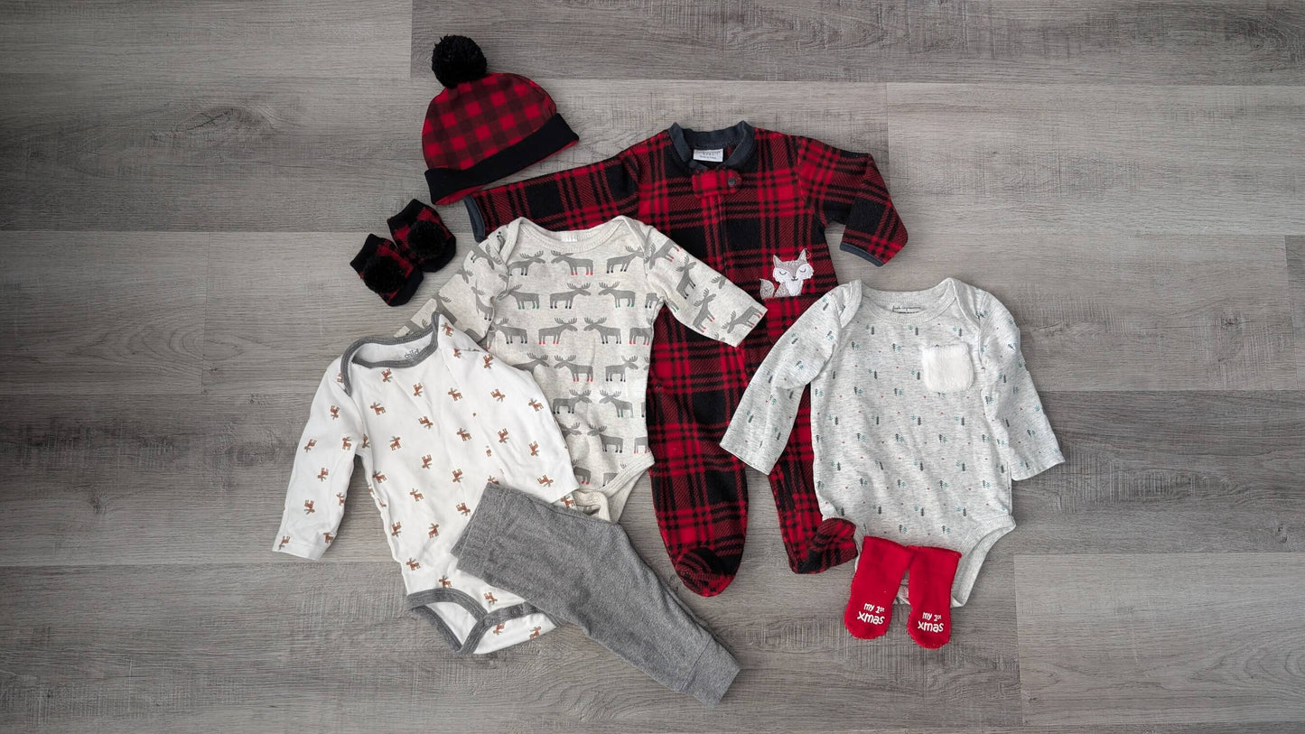 Buffalo Plaid Holiday 0-6m Lot , Kids 3 Month (0-3M)