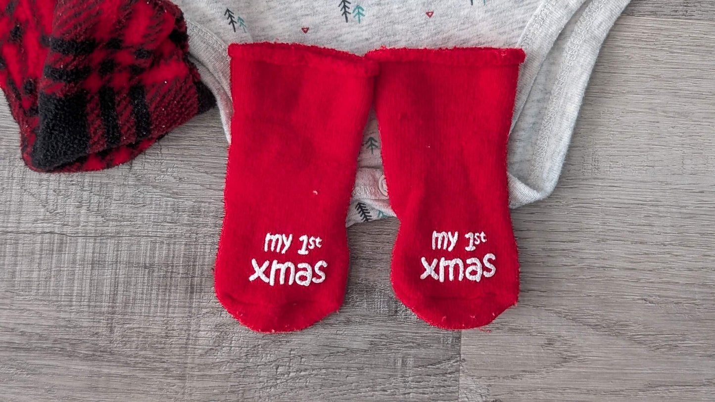 Buffalo Plaid Holiday 0-6m Lot , Kids 3 Month (0-3M)