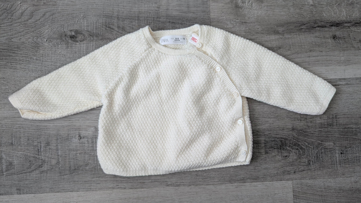 EUC Zara knit sweater cream 6-9m, Kids 9 Month (6-9M)
