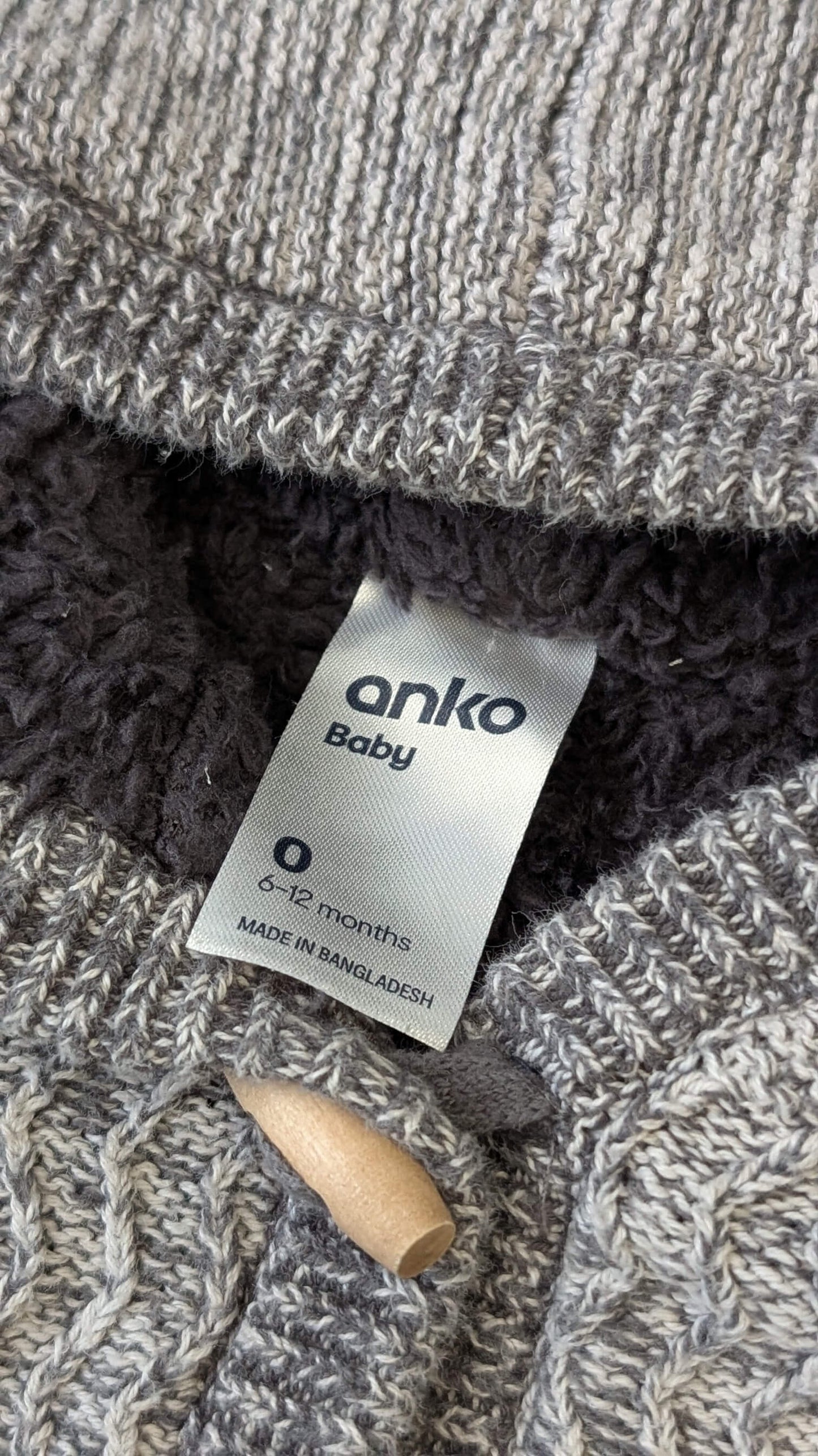 Anko Baby Sherpa lined Cardigan 6-12m, Kids 12 Month (9-12M)