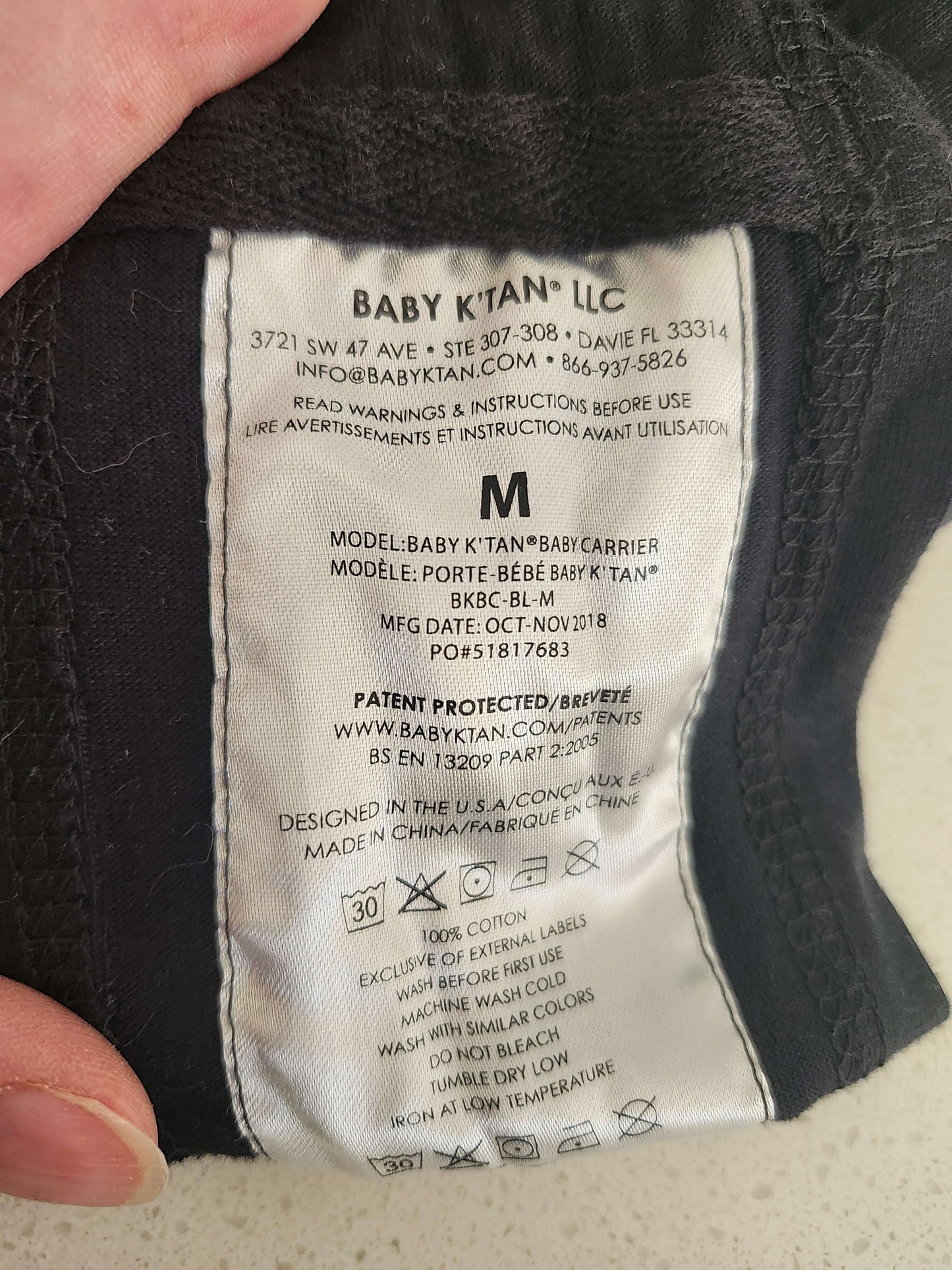 Baby K'tan Wrap, Black, Medium, VGUC
