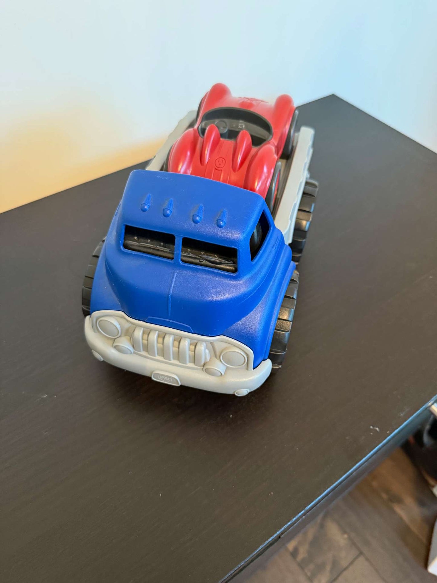 Truck - Green toys, Flatbed Truck with Race Car
