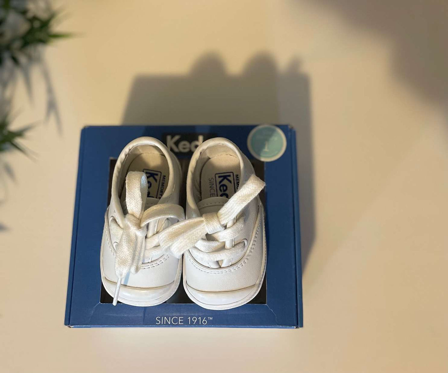 Keds Infant Champion Leather Lace Toe Cap Size 1 Month; , Shoes 1 (Baby: 0-12 mth)