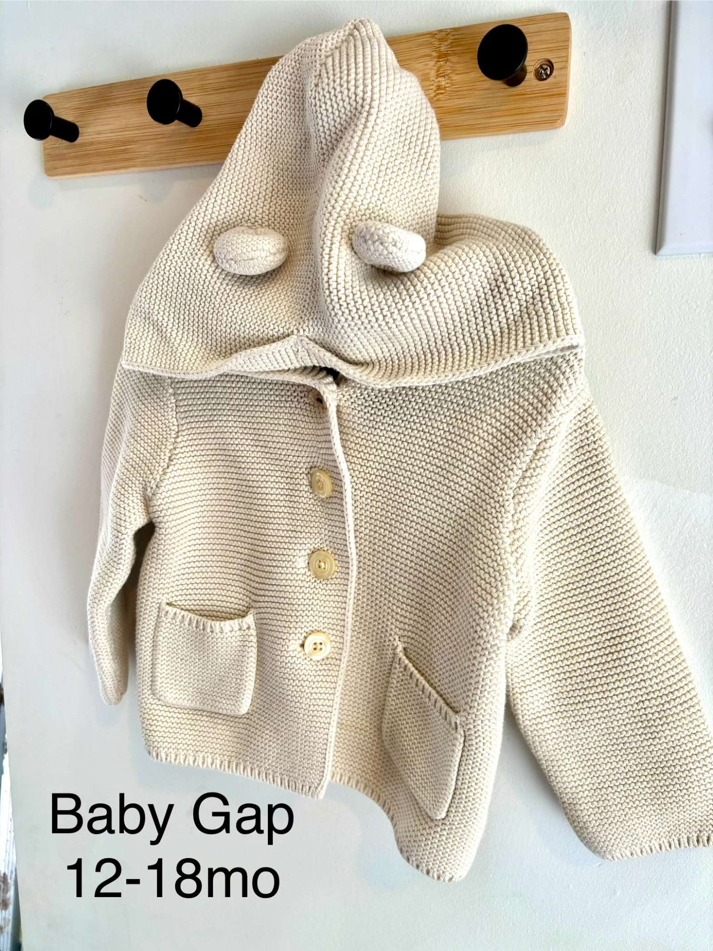 Baby Gap Bear Ear Hoodie Cream 12-18 months, Kids 18 Month (12-18M)