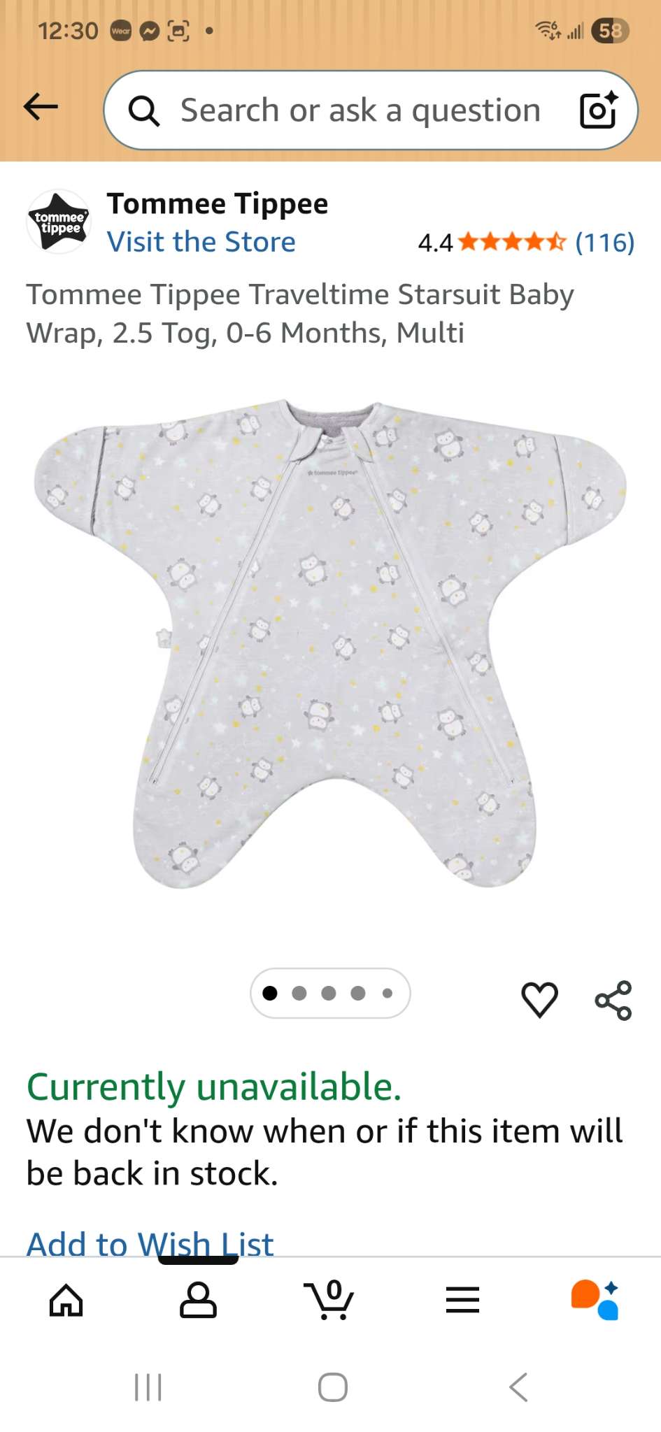 Tommee Tippee Starsuit, Kids 6 Month (3-6M)