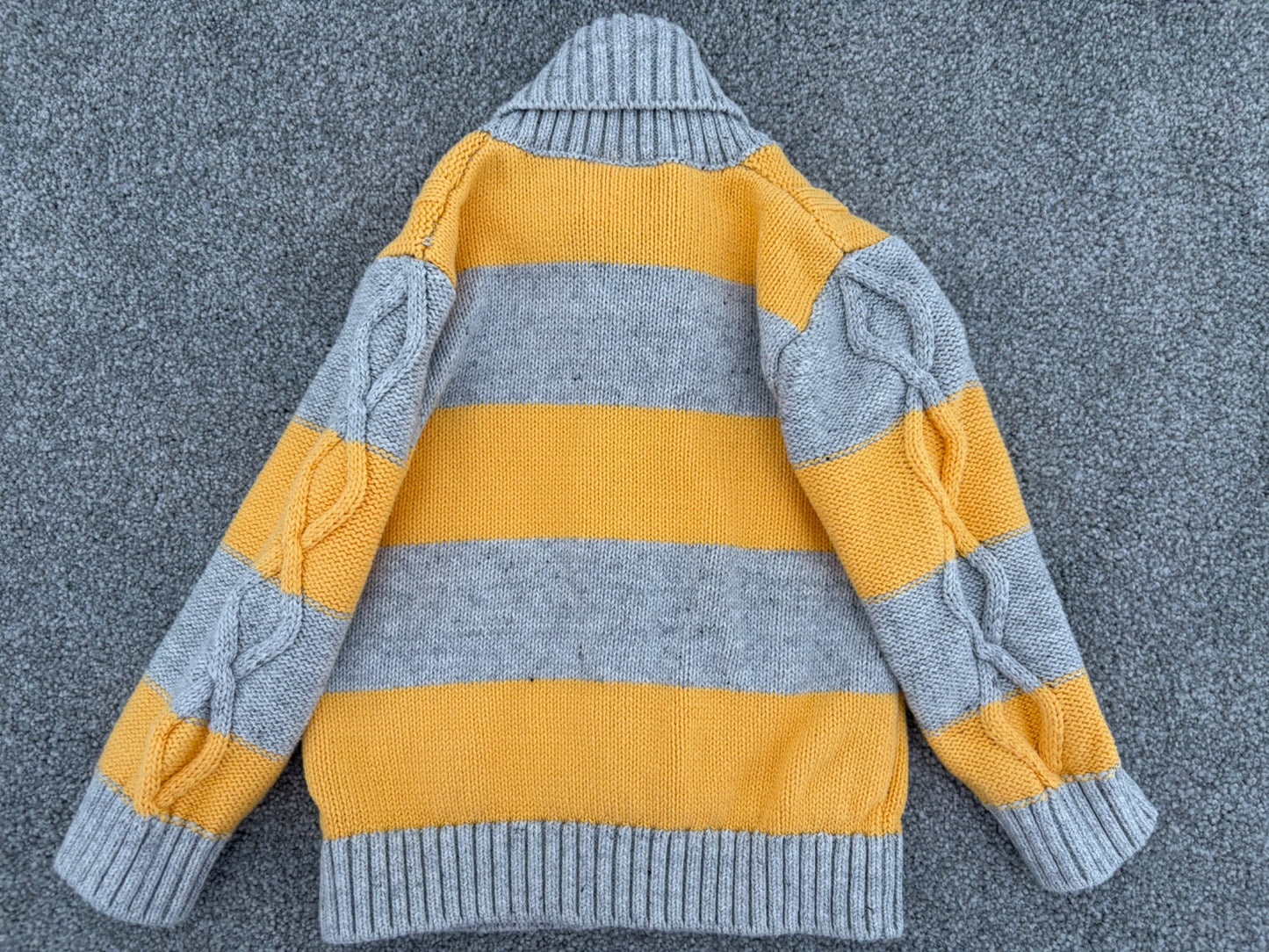 Seed Heritage Baby Boy's Stripe Cable-Knit Cardigan, Grey/Yellow, 12-18 months, Kids 18 Month (12-18M)