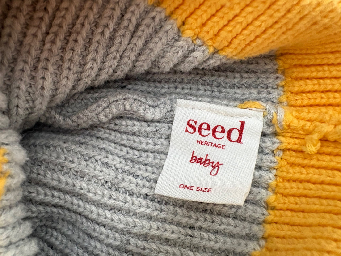 Seed Heritage Baby Boy's Knit Toque, Grey/Yellow, One Size