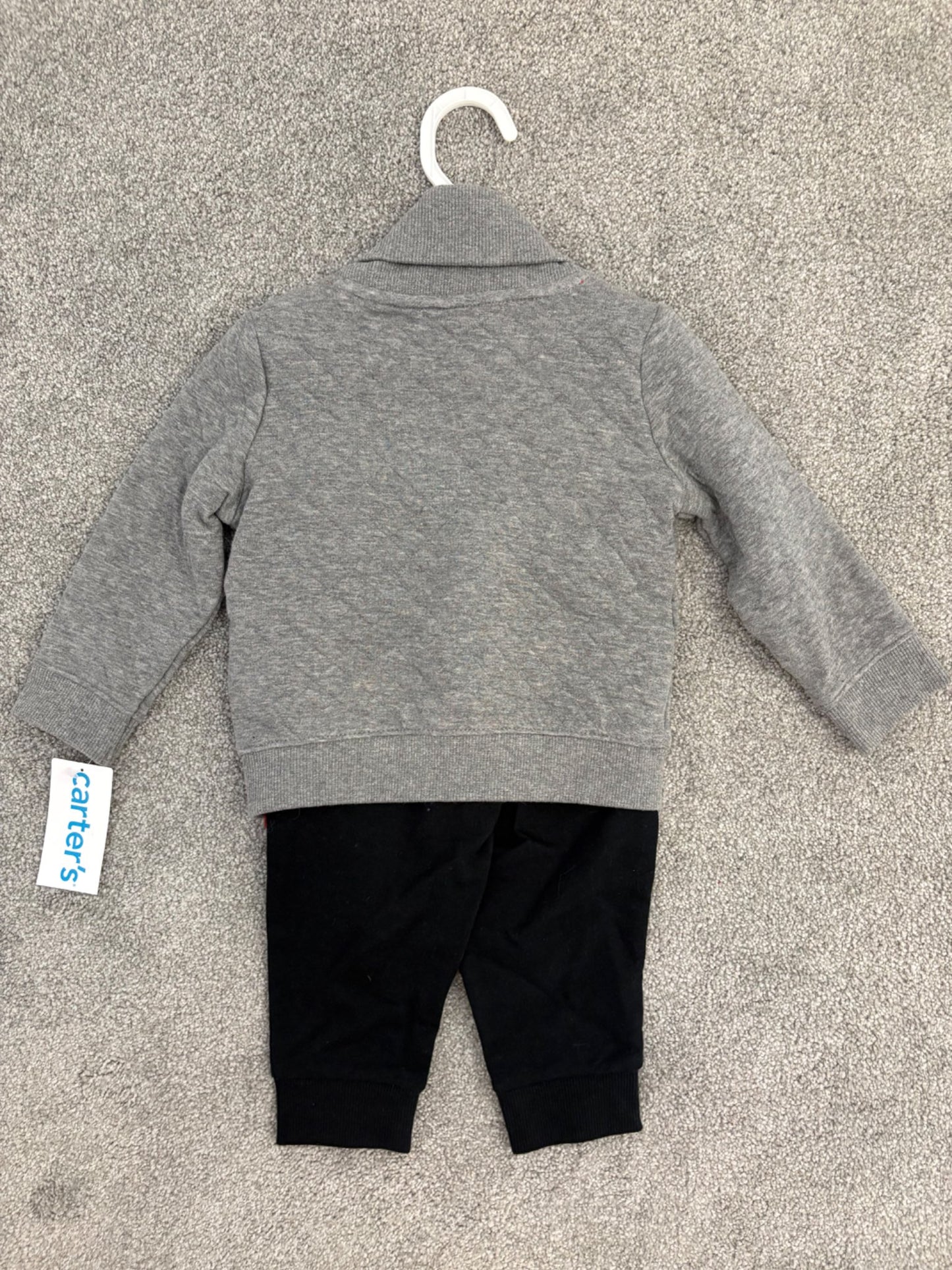 Carter’s Baby Boy 3-Piece Christmas Tree & Truck Cardigan, Bodysuit & Pant Set, Grey/Red/Black, 12 months, NWT, Kids 12 Month (9-12M)