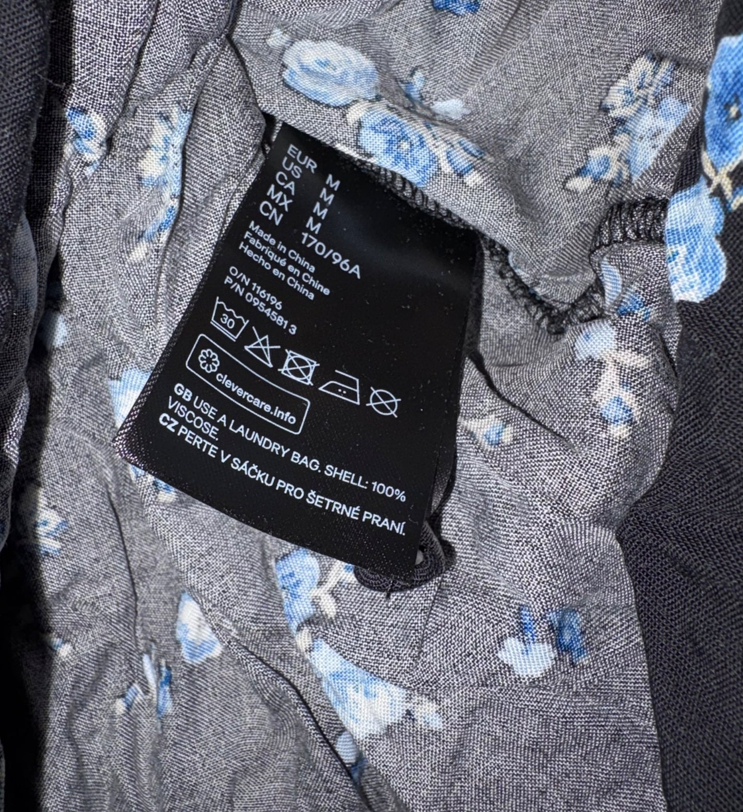 H&M MAMA Tie-belt Dress, Black/Blue Floral, Size M, NWOT, Maternity M (8-10)