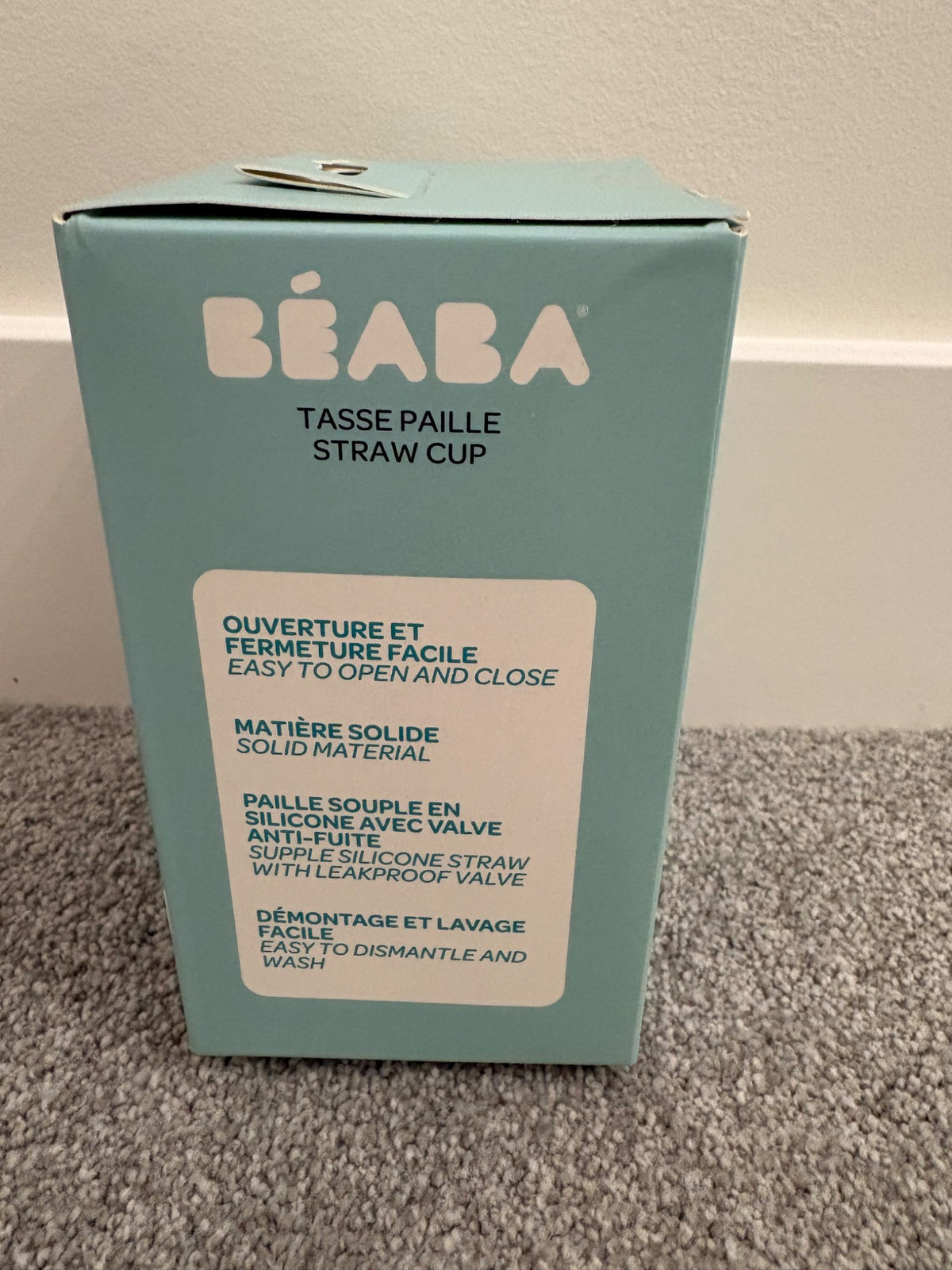 BEABA Straw Sippy Cup, Charcoal, 10 oz, 8mo+, New in Box, Sealed