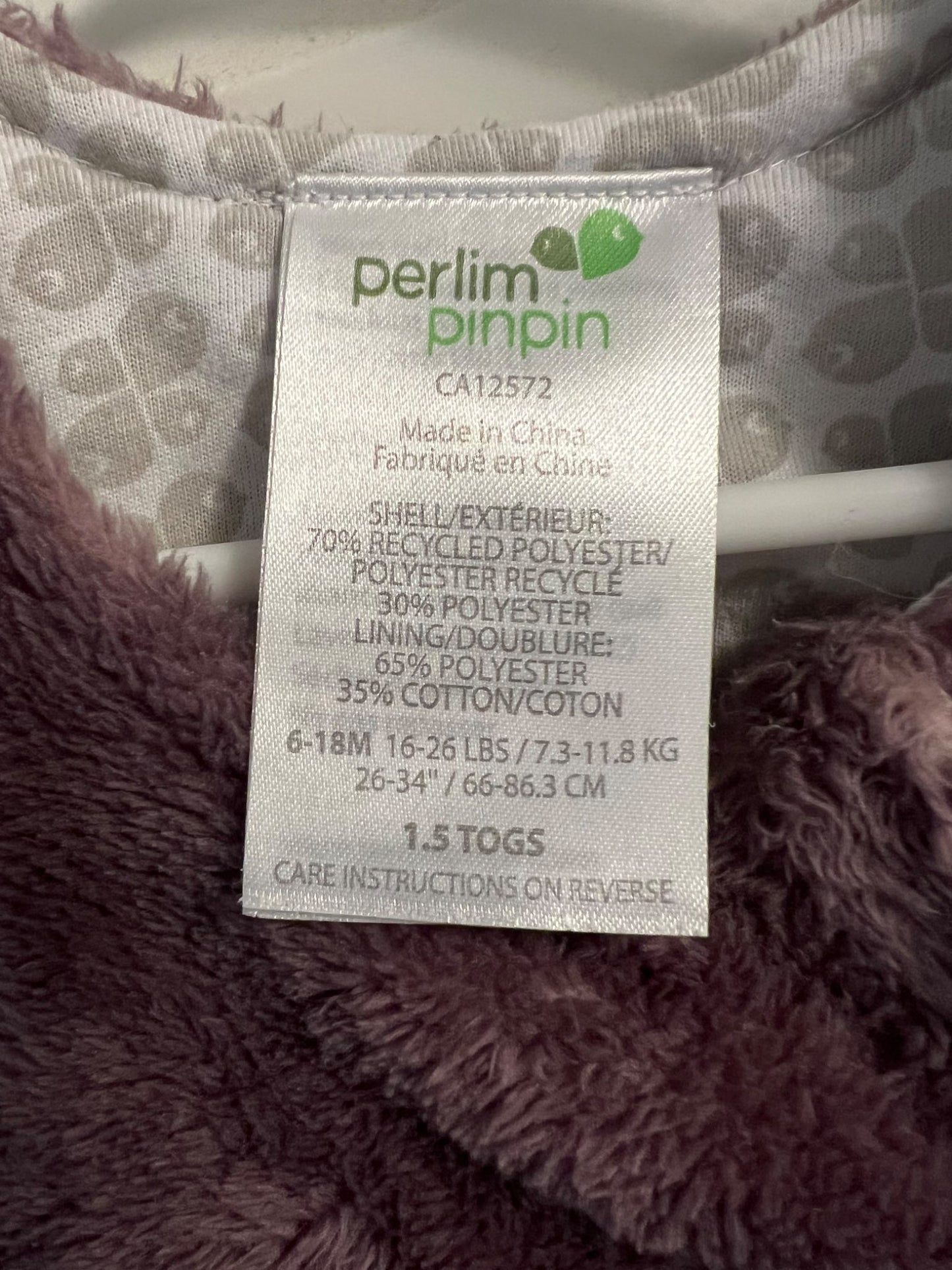 perlimpinpin sleep sack 1.5, 6-12 Months (Medium)