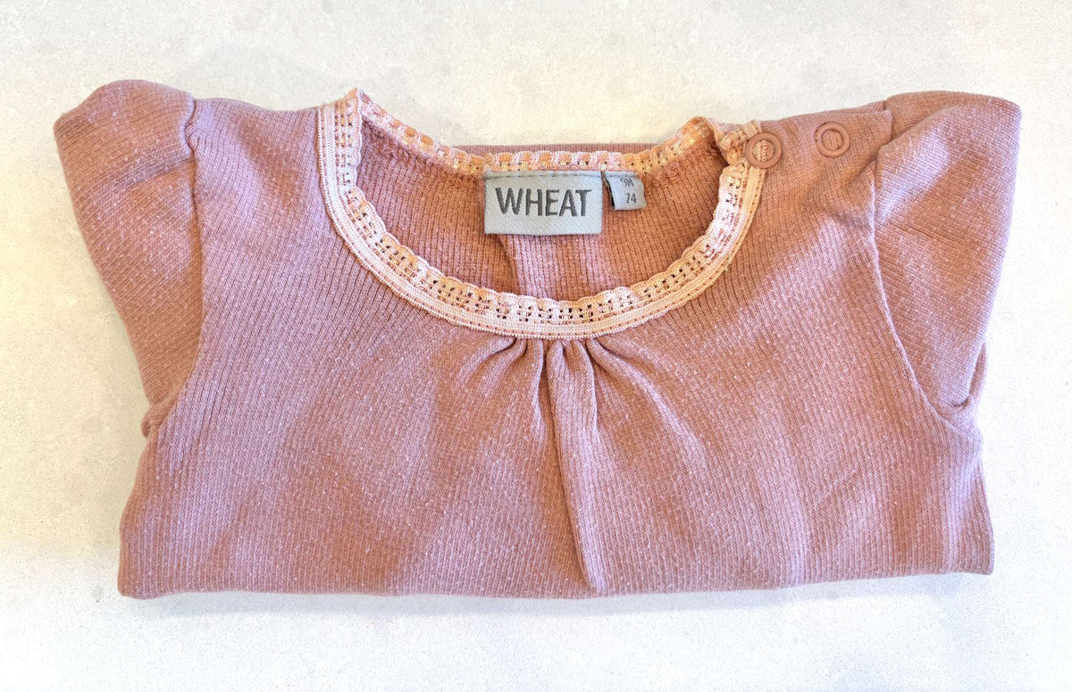 Wheat Pink Long Sleeve Onesie, 9m, Kids 9 Month (6-9M)