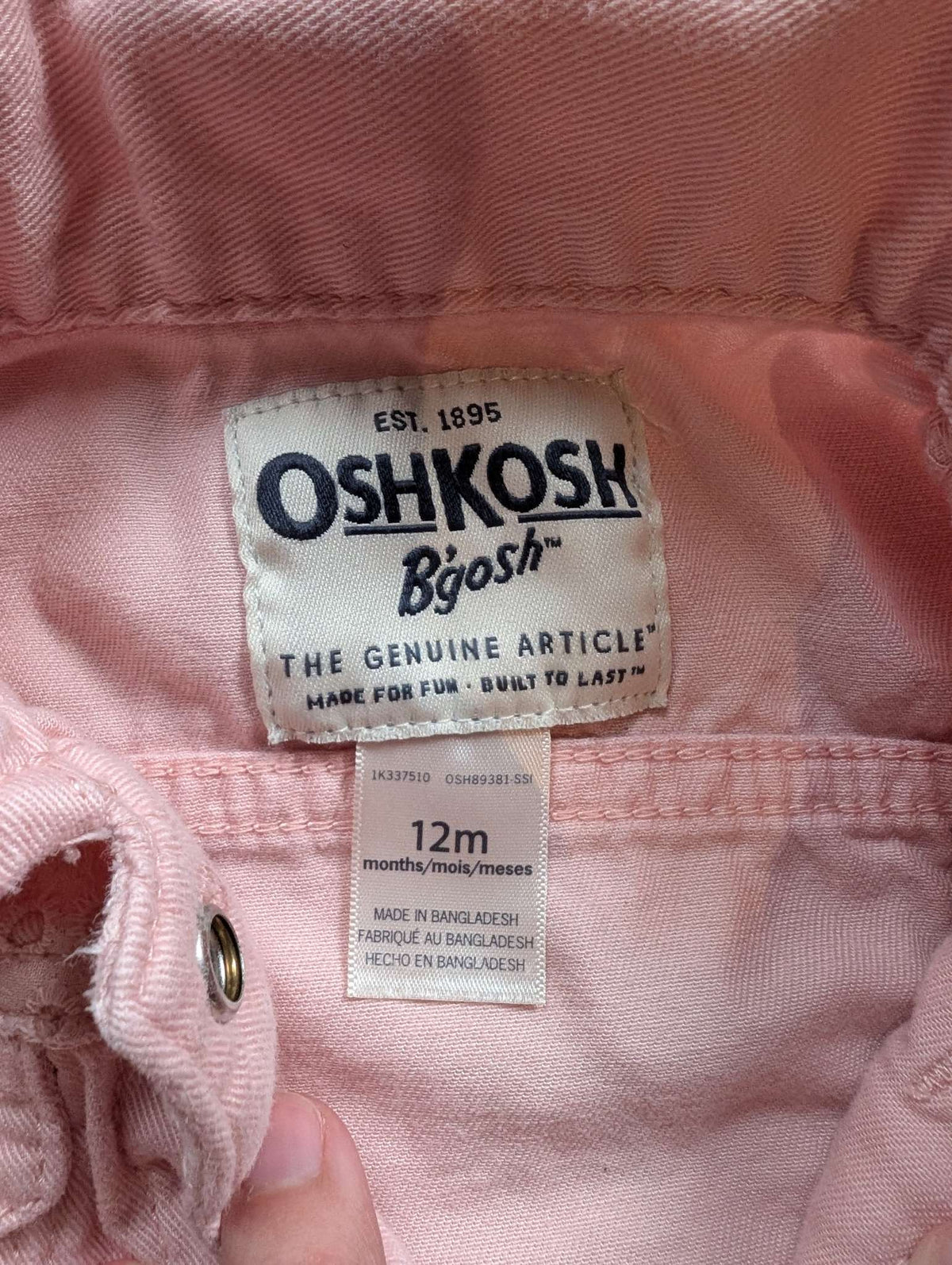 Girls 12 Month OshKosh Pink Jacket, Kids 12 Month (9-12M)