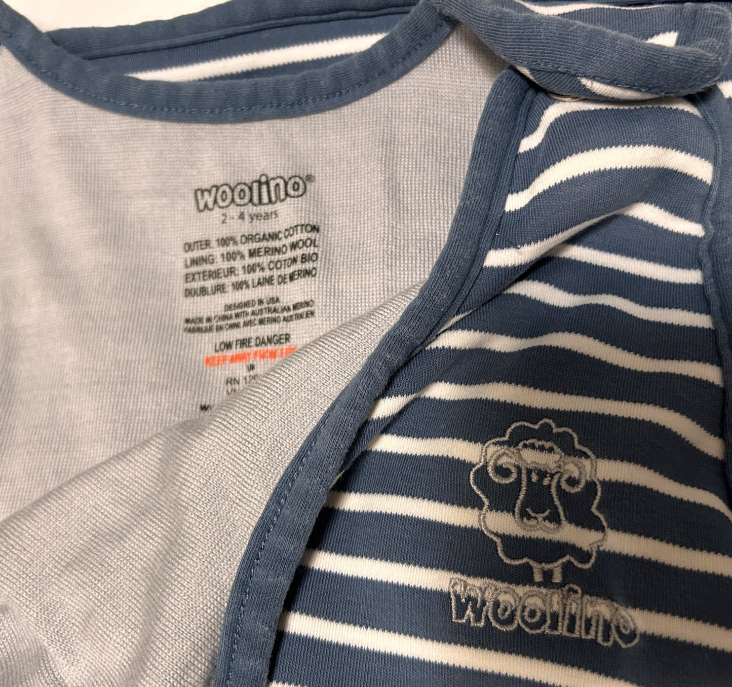 Woolino sleep sack size 2-4 years, 2T, 3T & 4T+