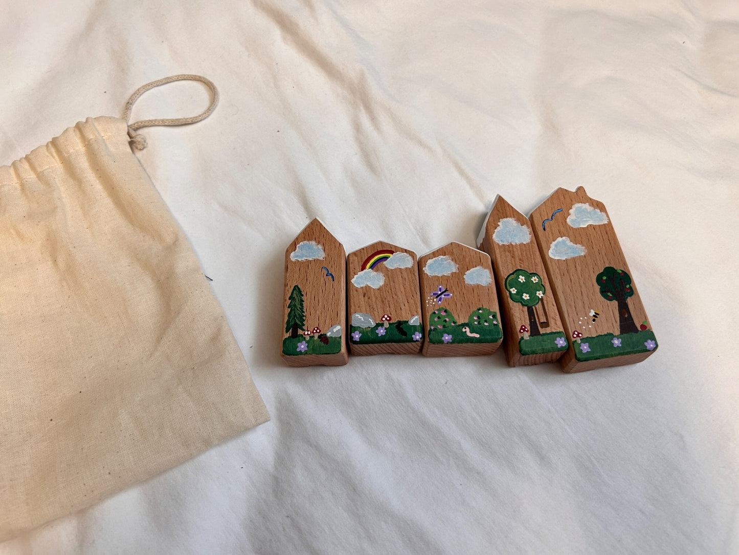 Set of winter summer blocks for small world play