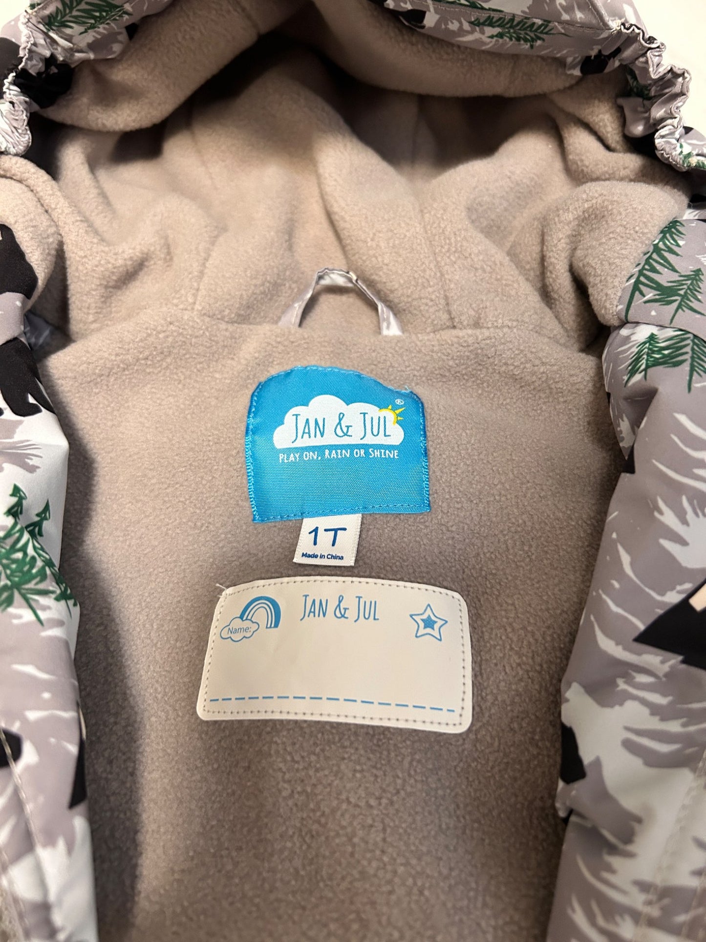 Jan & Jul 1T fleece lined rain jacket, Kids 2T