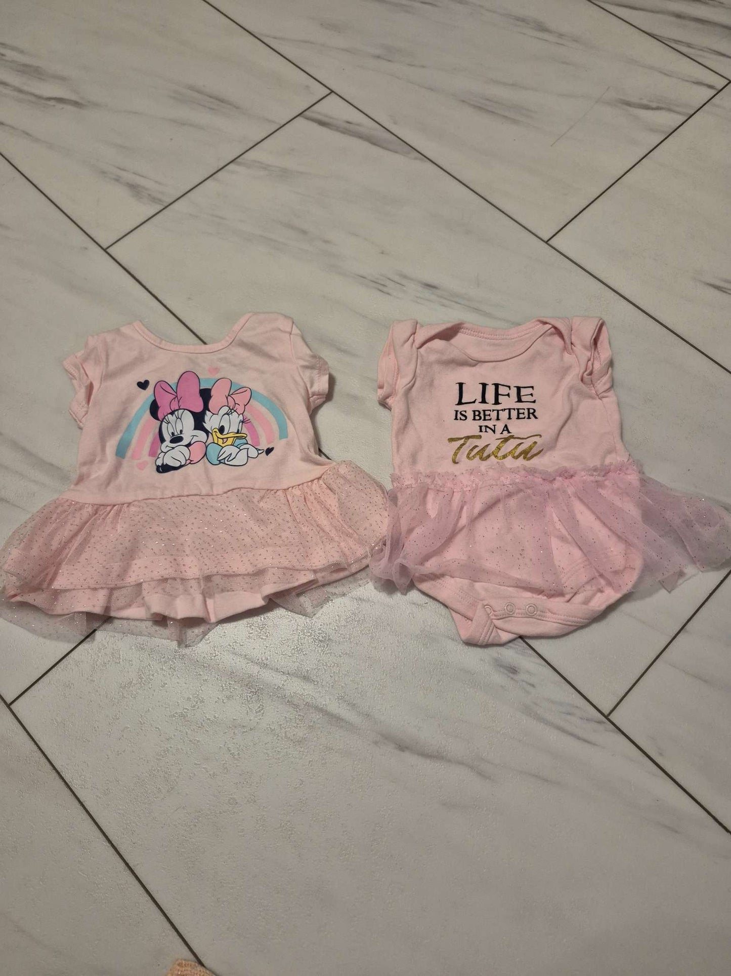 Pink Diaper Shirt W/ Tutu Attached Bundle, 0-3M, Kids 3 Month (0-3M)