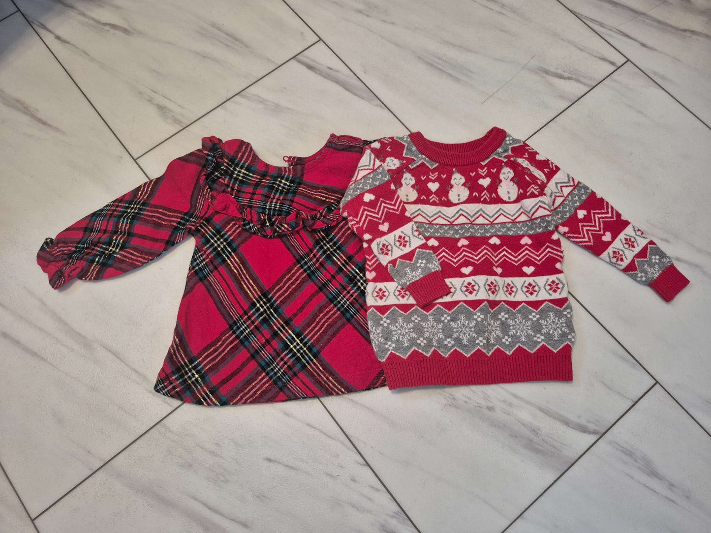 RedHoliday Dress/Sweater Bundle, Various Brands, 6-12M, Kids 12 Month (9-12M)