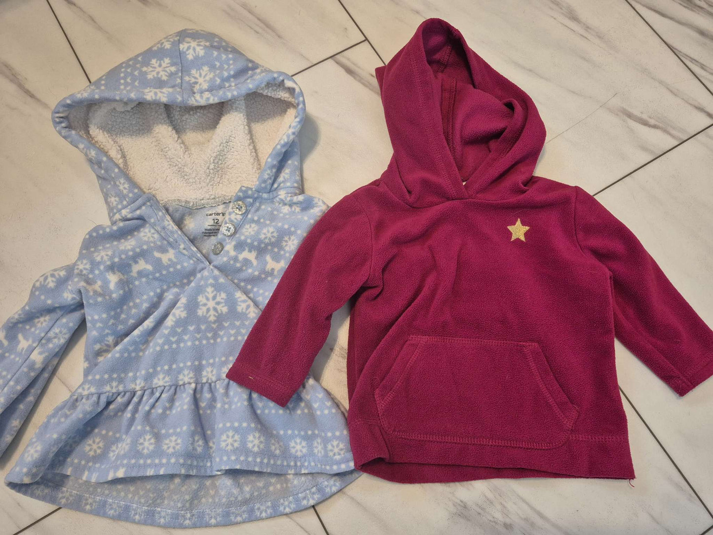 Fuzzy Sweaters, Blue/White Snowflakes, Various Brands, Pink, 9-12M, Kids 12 Month (9-12M)