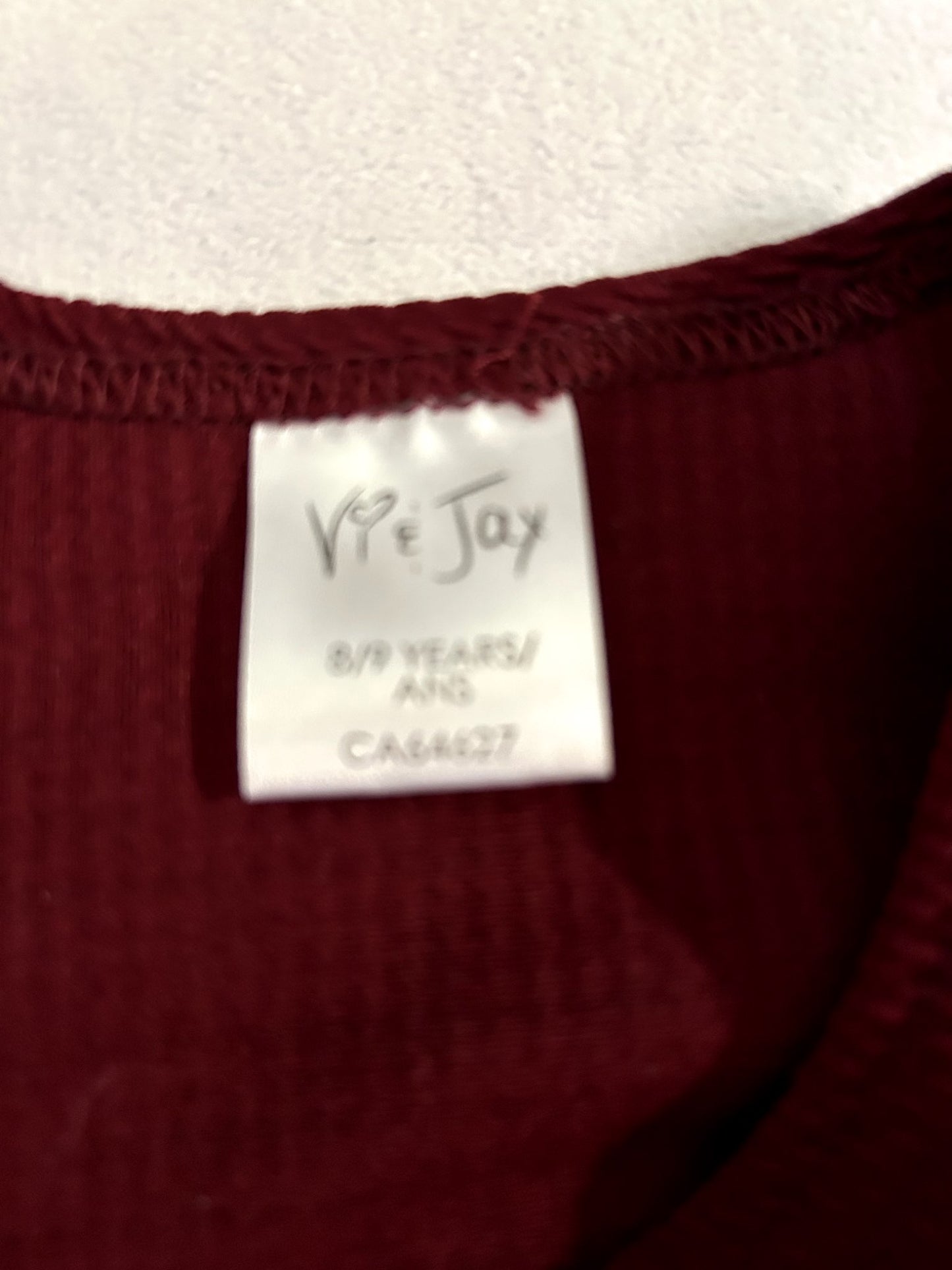 VGUC - Small Shop, Vi&Jax, Waffle Textured 3/4 length sleeve Dress, Burgundy colour, 8/9, Kids 8