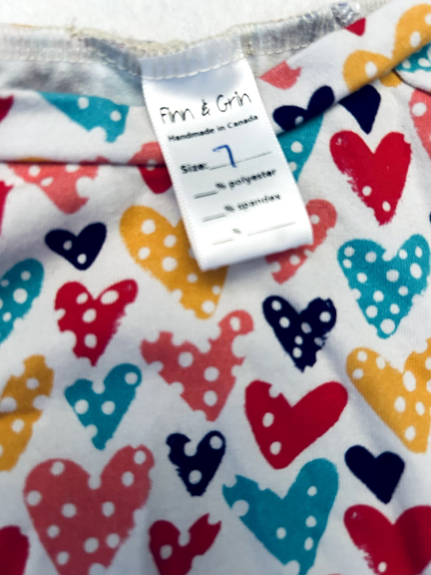 EUC - Small Shop, Finn & Grin, Long Sleeve Dress, rainbow hearts print, size 7, retails $55 new, Kids 7