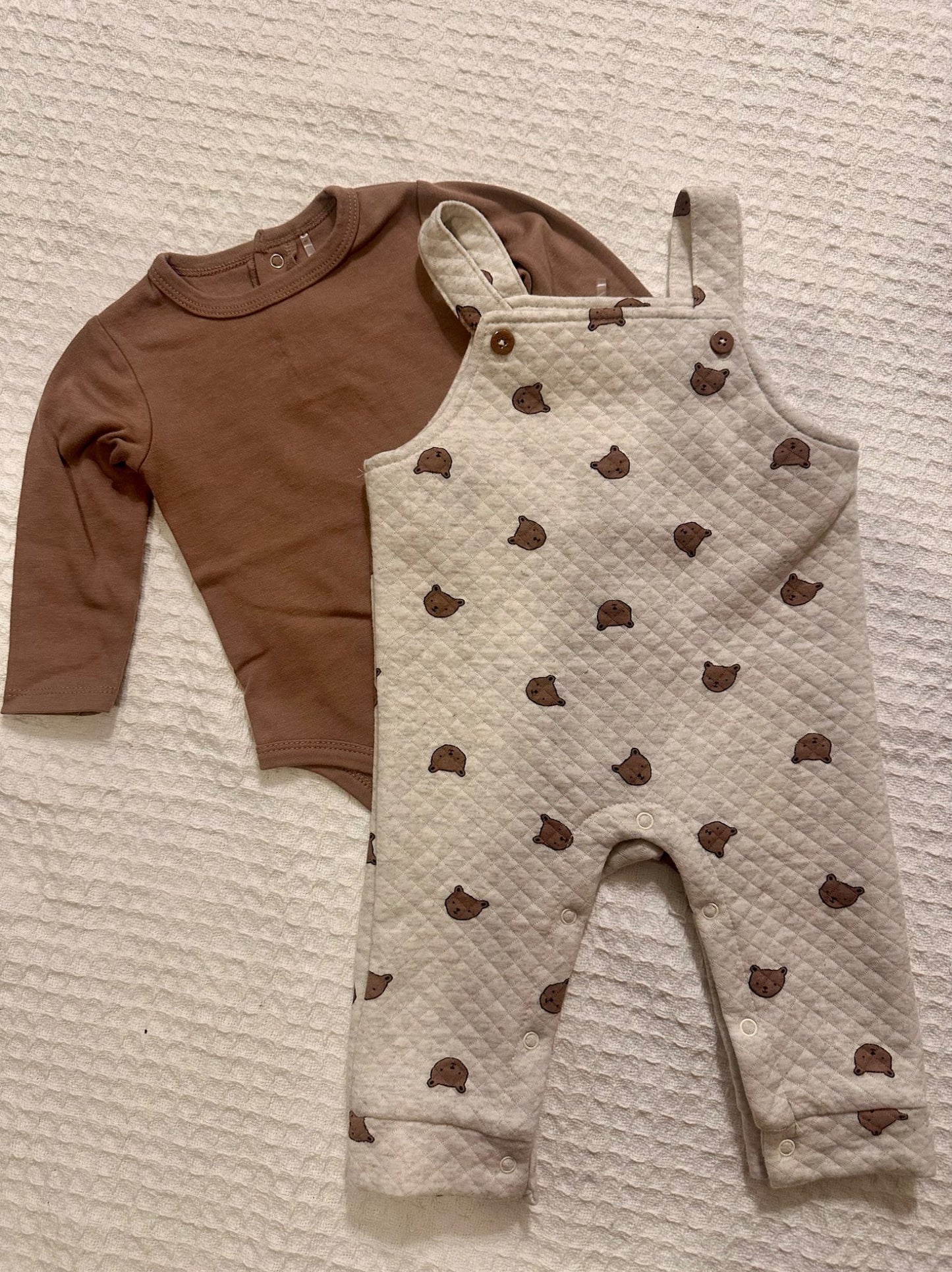 Chickpea Bear Overall Set – 6–9M, Kids 9 Month (6-9M)