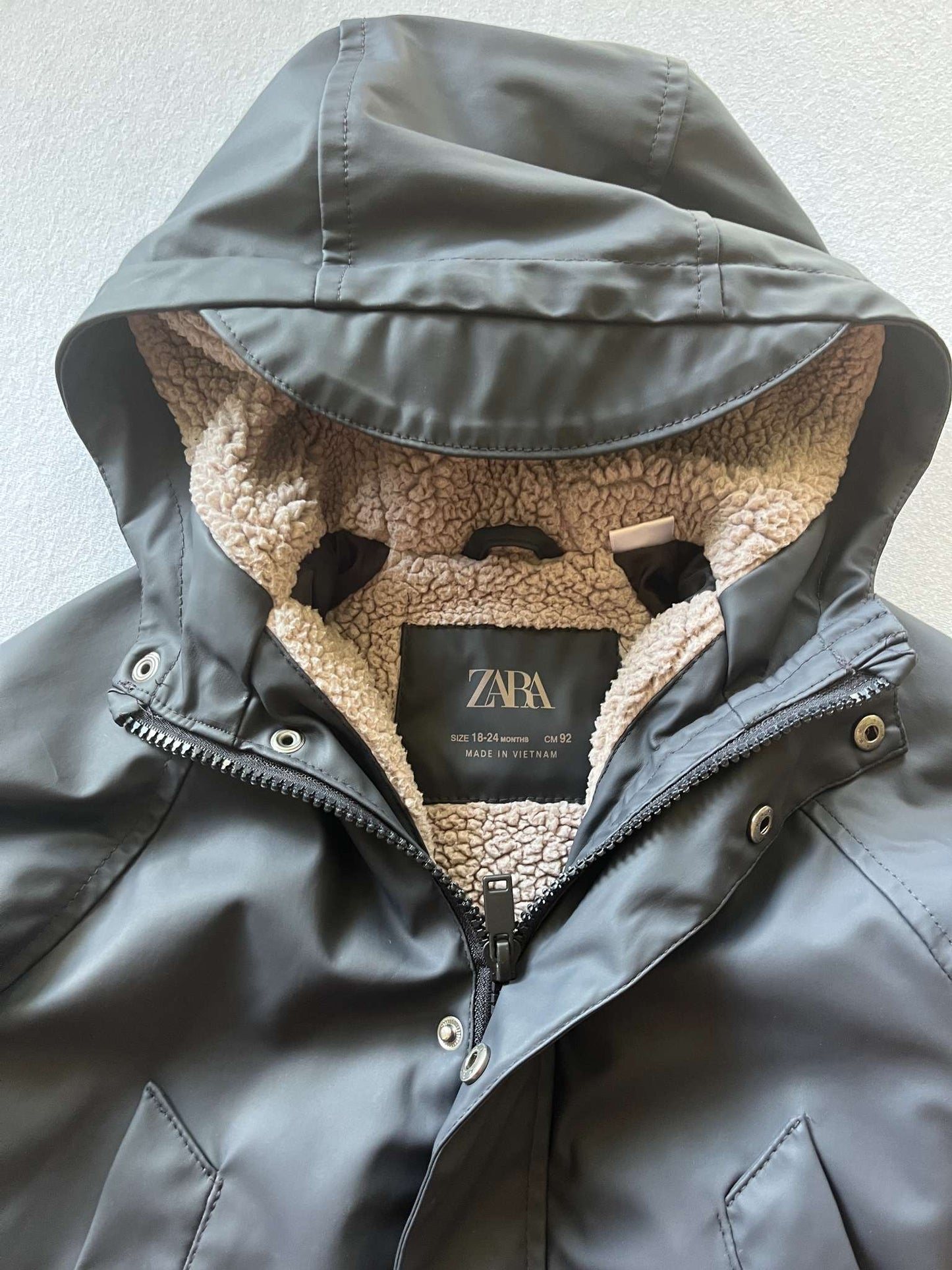 Zara Fleece Lined Rain Coat, Size 18-24 months, blue, Kids 24 Month (18-24M)