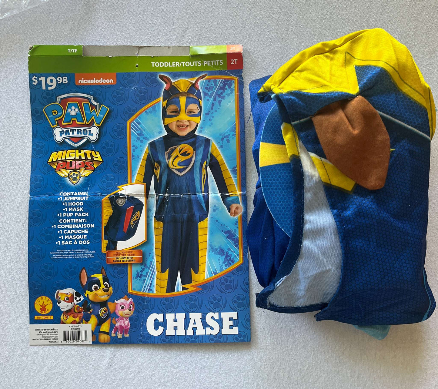 Chase Mighty Pups Costume, Size 2T, Kids 2T