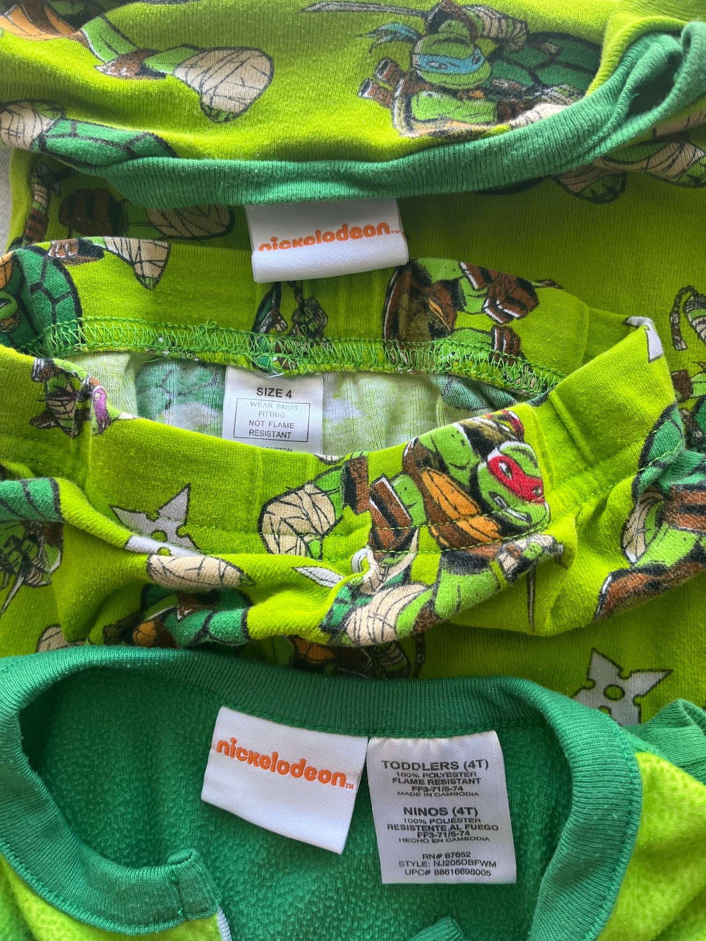 3 pair of Teenage Mutant Ninja Turtles Pajamas, fits like size 3, Kids 3T