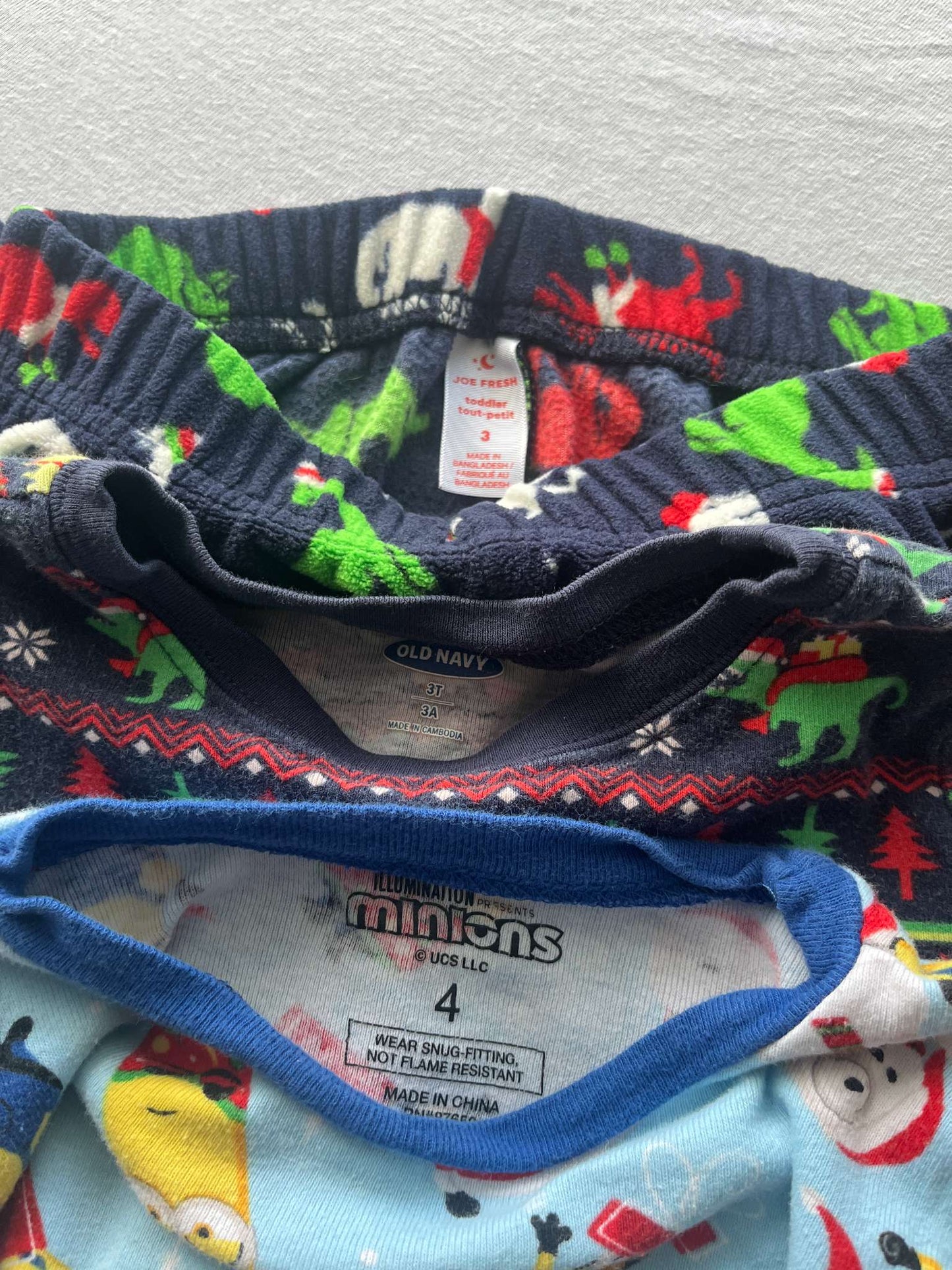 Christmas Pajamas, 2 Sets & Fleece Bottoms, Size3, Kids 3T