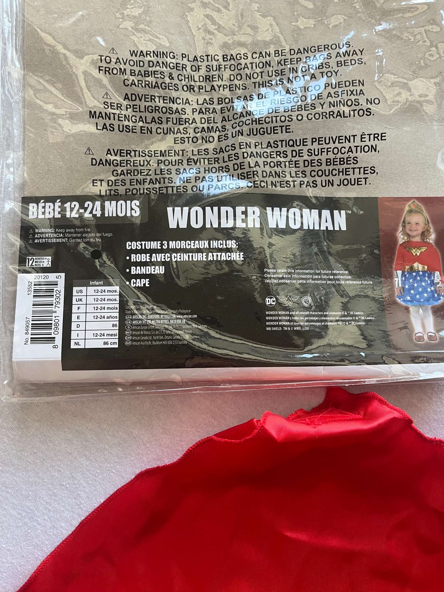 Wonder Woman Costume, 12-24 month, Kids 18 Month (12-18M)