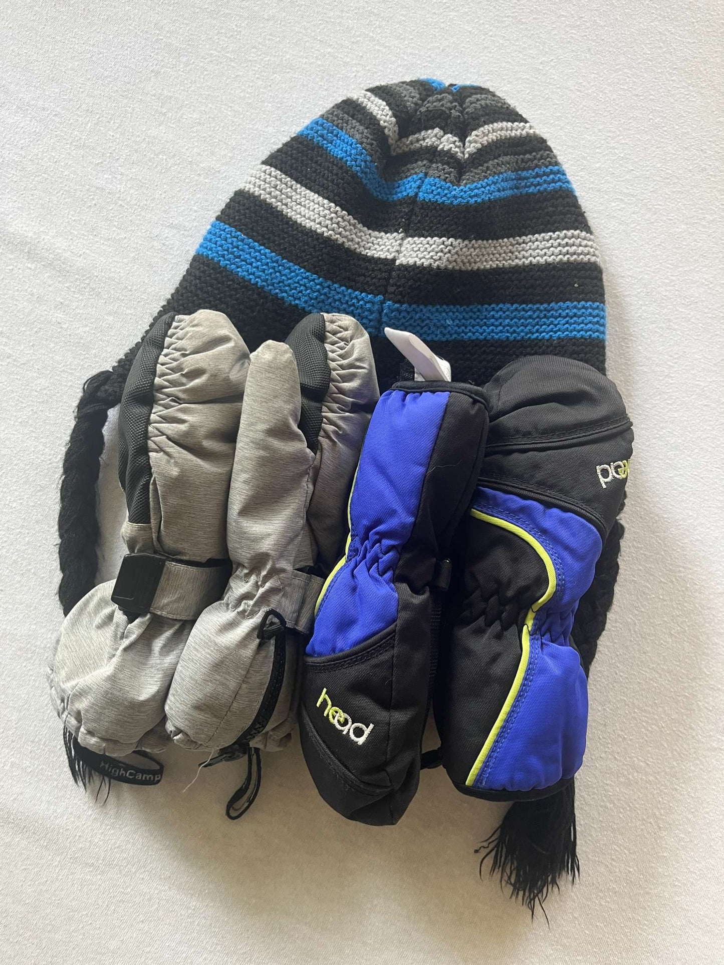 Blue Winter Accessory Bundle (Hat & 2 pair of gloves) Approx for age 2-4 years