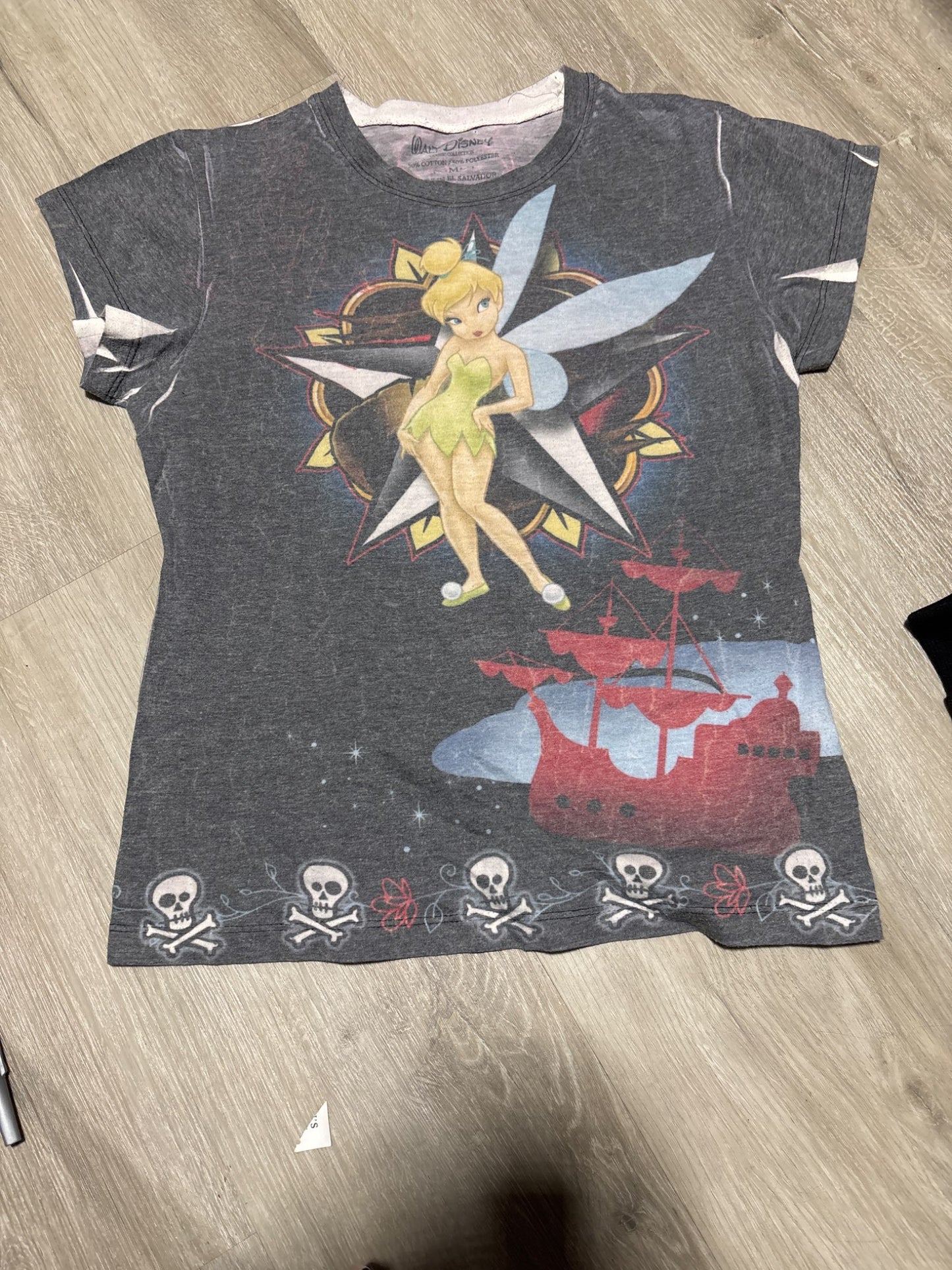 Walt Disney Tinkerbell Grey Designed Shirt 9-10, Kids 10