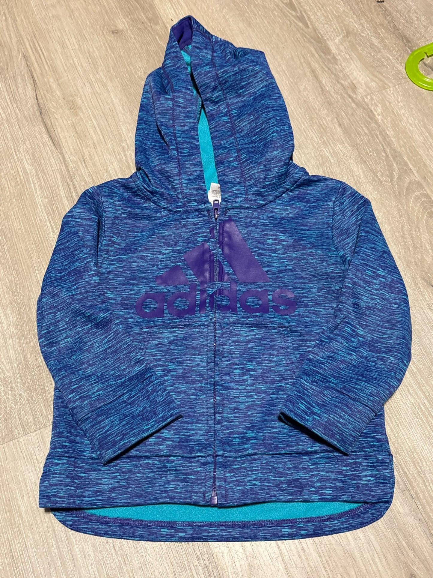 Adidas Blue Heathered Zip Up Sweater 2T, Kids 2T