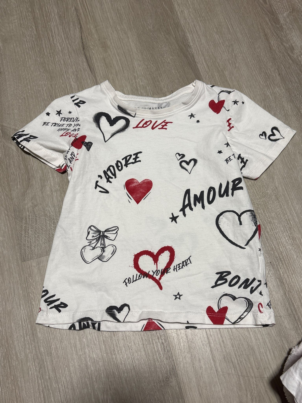 Primark Graphic White Shirt 7-8, Kids 7