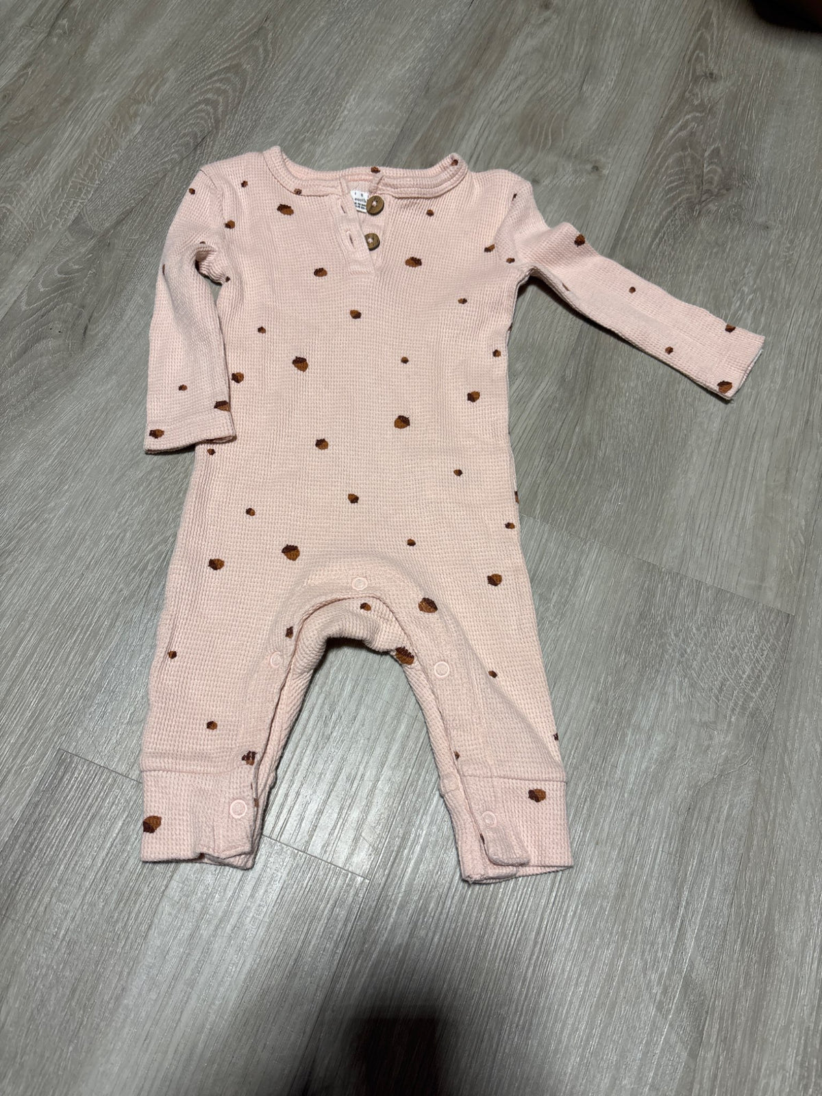 Rise Little Earthling Pink Acorn Romper 3-6M, Kids 6 Month (3-6M)