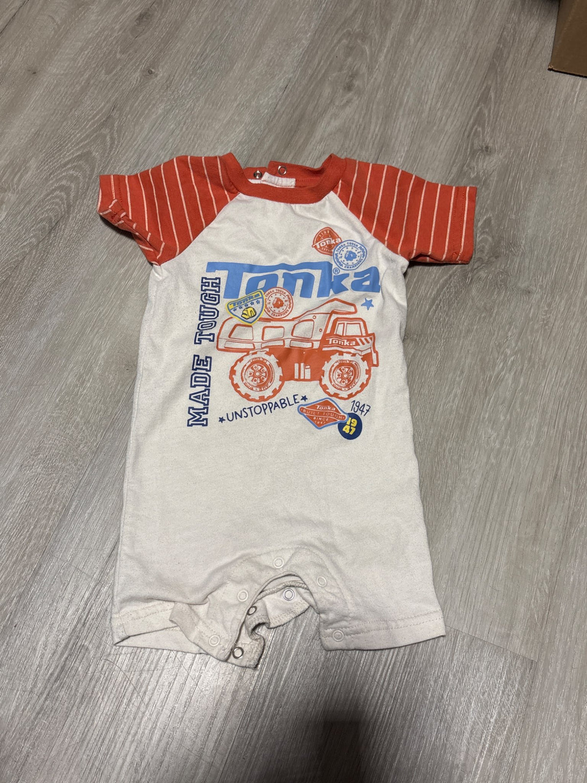 Tonka Tan and Orange Jumpsuit 3-6M, Kids 6 Month (3-6M)