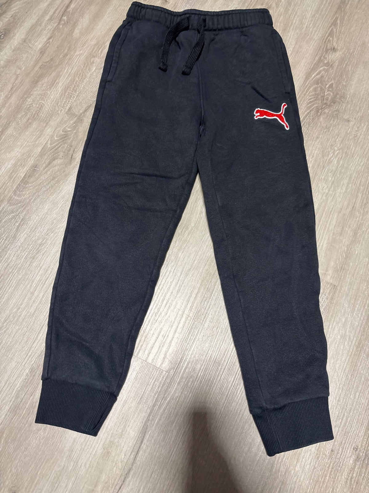 Puma Black Joggers with Red Puma on Hip 7-8, Kids 7
