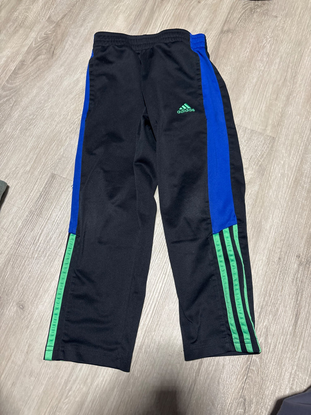 Adidas Blue and Green Track Pants Size 6, Kids 6/6X