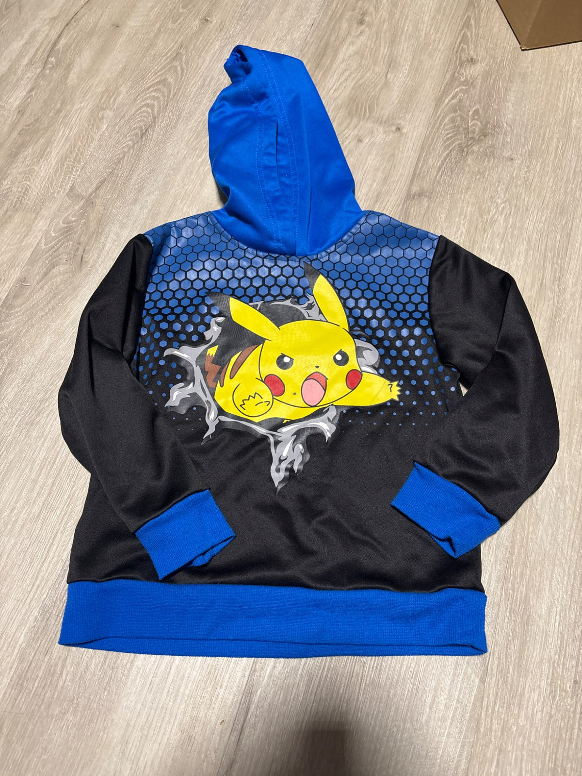 Pokemon Pikachu Blue and Black Pull Over Hoodie 4-5, Kids 4/4T