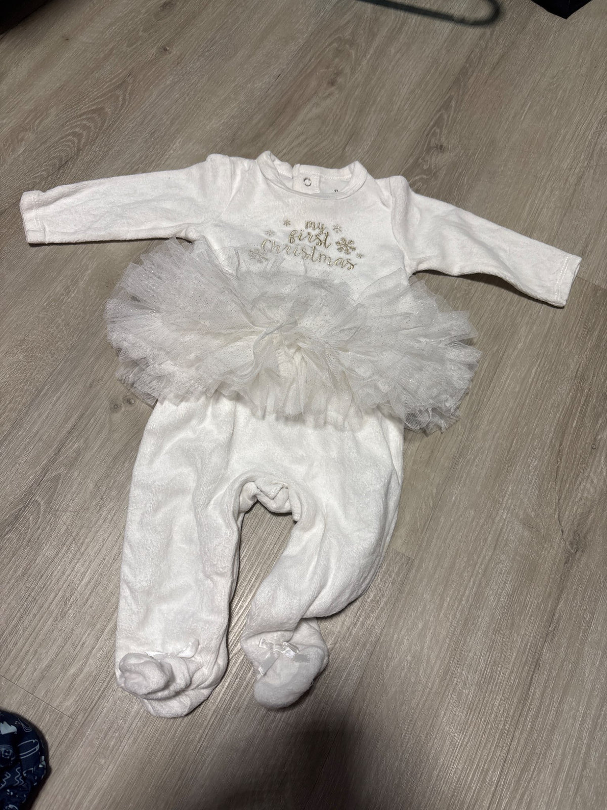 Baby Essentials Christmas White Jumpsuit With Tutu , Kids 9 Month (6-9M)
