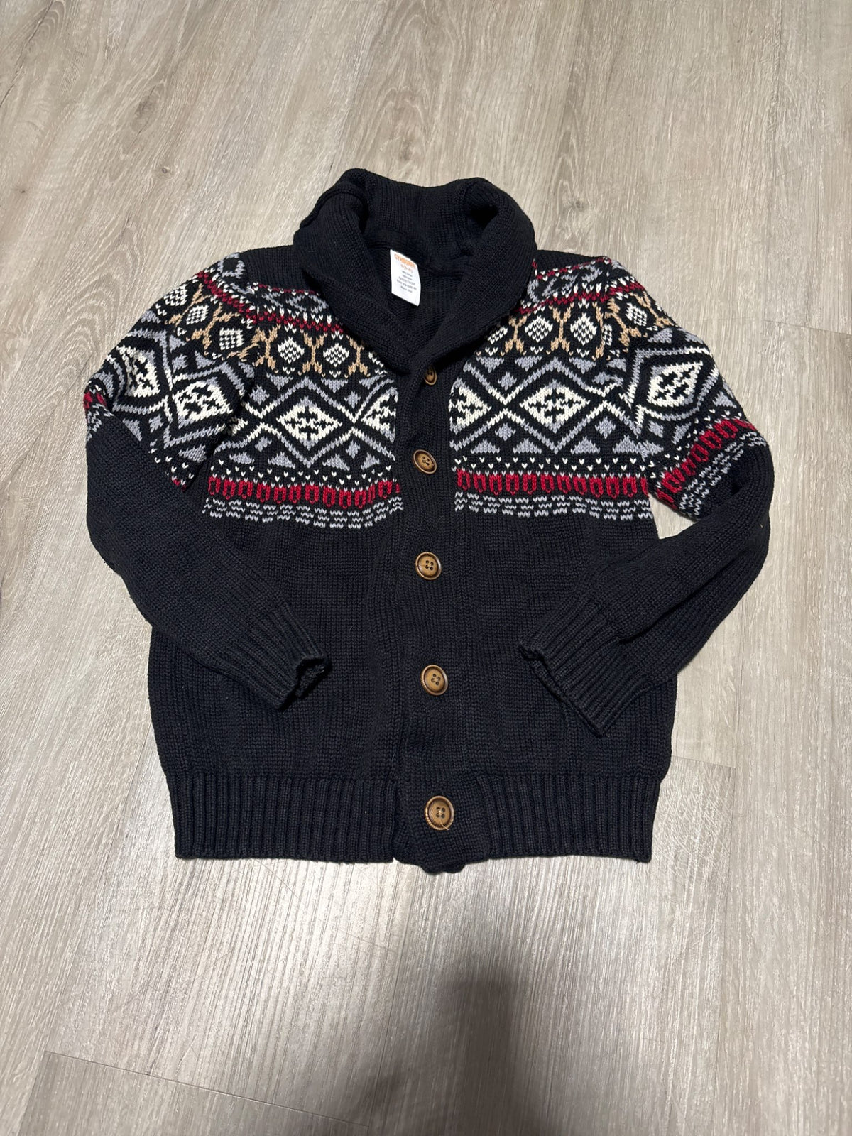 Gymboree Black Designed Button Cardigan 5-6, Kids 5/5T